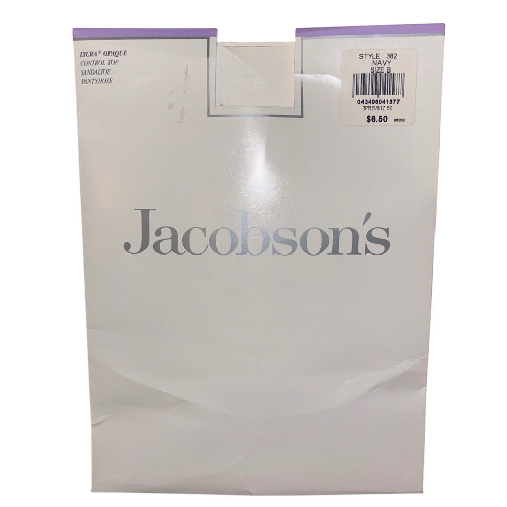 Jacobson's | Navy Blue Opaque Control‎ Top Sandal Toe Pantyhose Tights | Size B